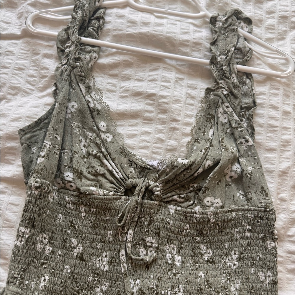 Garage Silver Ruched Smocked Tank Top